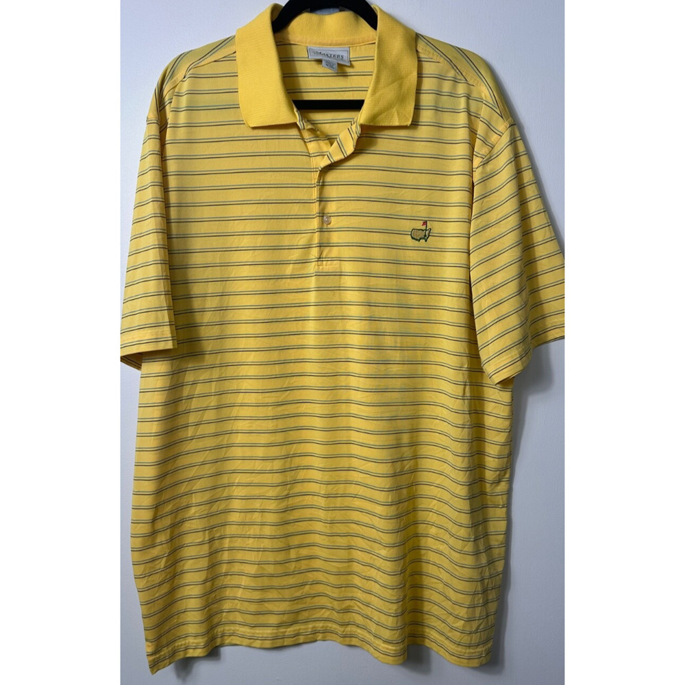 Masters Performance Shirt Mens XL Green Yellow Short Sleeve Golf Polo Poly E10